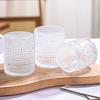 Embossed Glass Cup Vintage Dot Pattern Drinking Glasses for Water Milk Coffee Juice Highball Mugs Retro Kitchen Barware