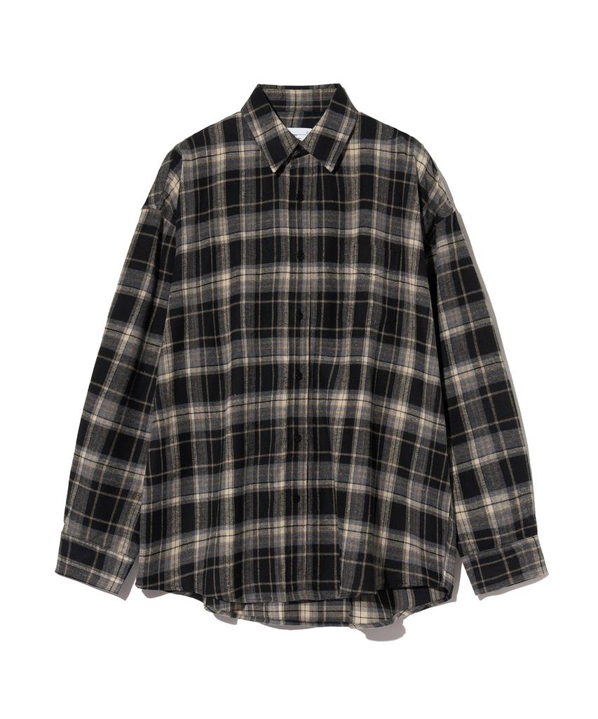 STANDARDERROR 87-Stan081 One-Pocket Vintage Oversized Long Sleeve Check Shirt