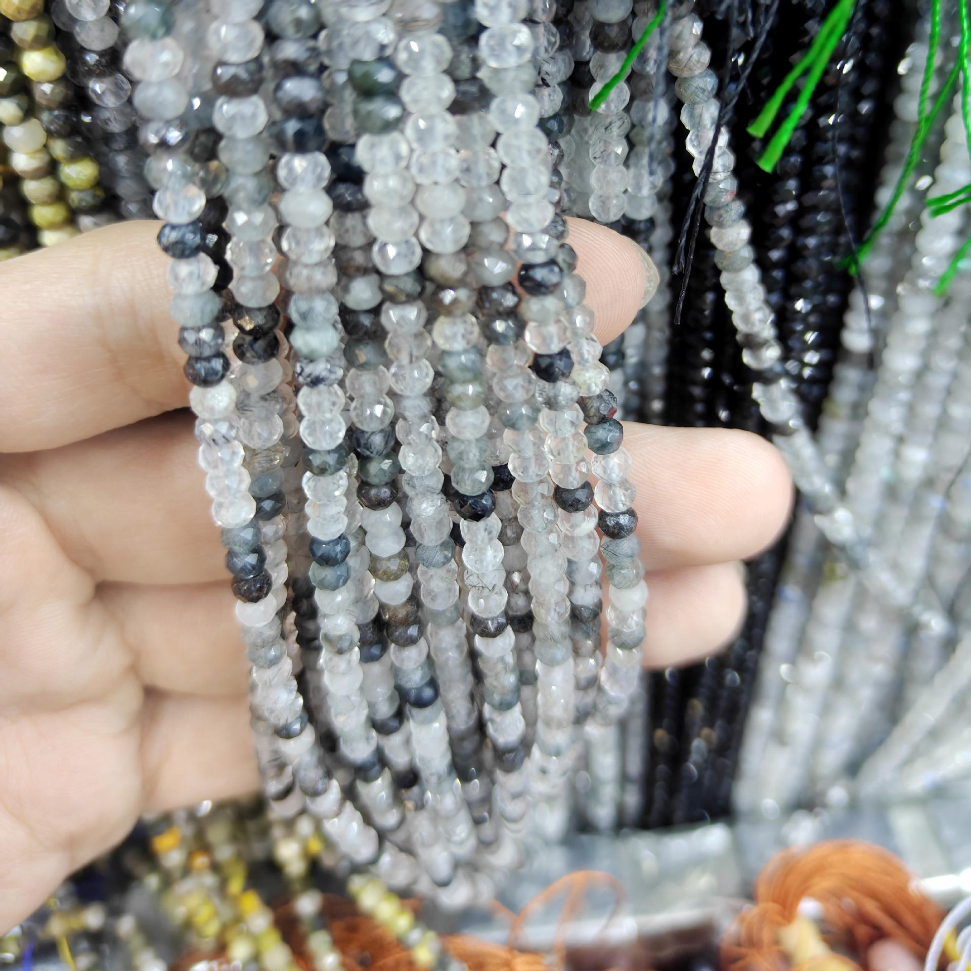 

Граненые бусины Абакус из черного рутилового кварца для DIY ювелирных аксессуаров 3×4mm Faceted Abacus Bead