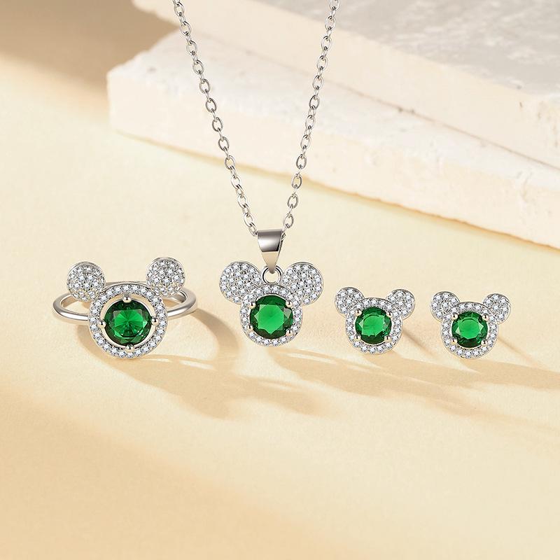 Mehrfarbiges Edelstein Königin Krone Halskette, Ring, Ohrringe & Anhänger Set für Frauen