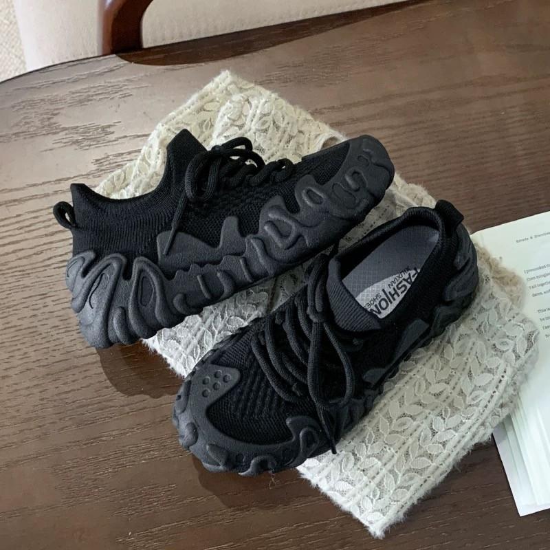 

Модная женская спортивная обувь Удобные легкие кроссовки Дышащая сетка Обувь на платформе Модная женская уличная повседневная обувь 35 чёрный