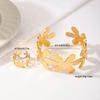 Metal Style Five-petal Flower Small Flower Women's Open Bracelet Ring Suit