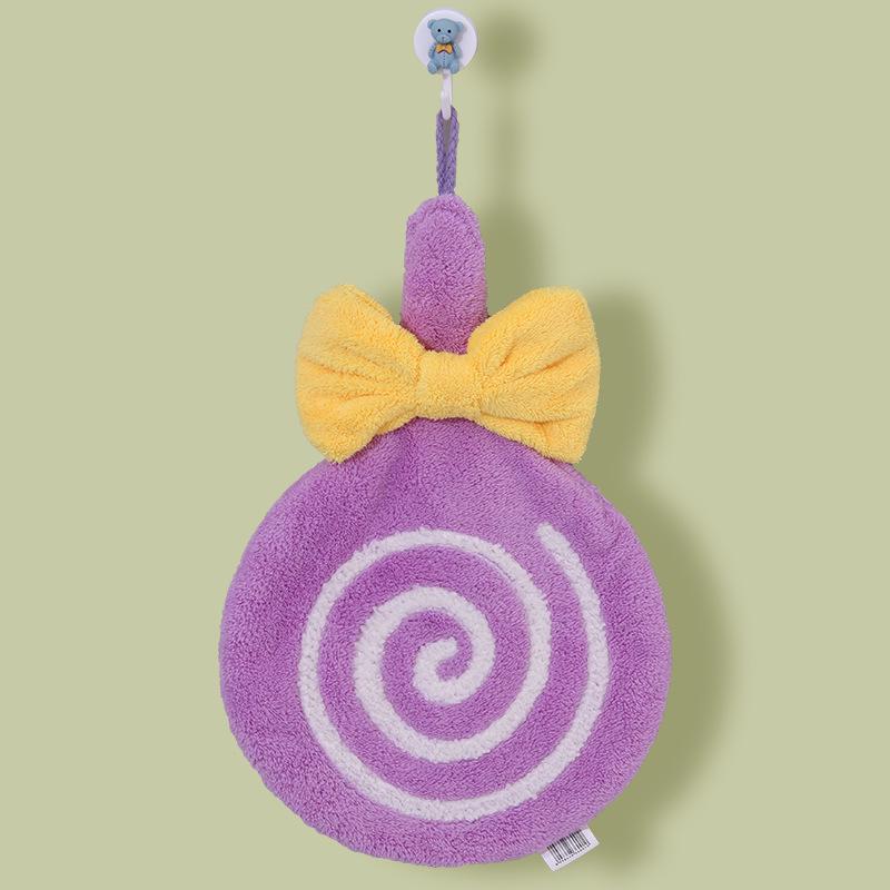 Soft Cute Cartoon Coral Fleece Hanging Hand Towel - Absorbent Kitchen Wiping Cloth