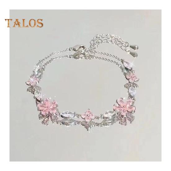 Damen Armband Glänzender Zirkonia Blumenform Armreif Verstellbare Länge Süßes Armband Vielseitiges Modeaccessoire