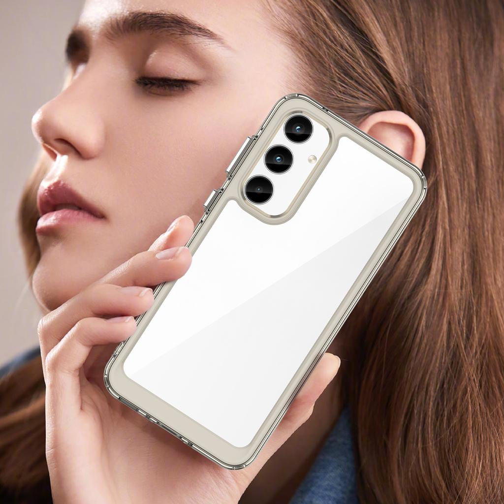 For Samsung Galaxy A35 5G Phone Case WANLONFENG XC Series TPU Acrylic Cover with Tempered Glass (Big Lens Hole)