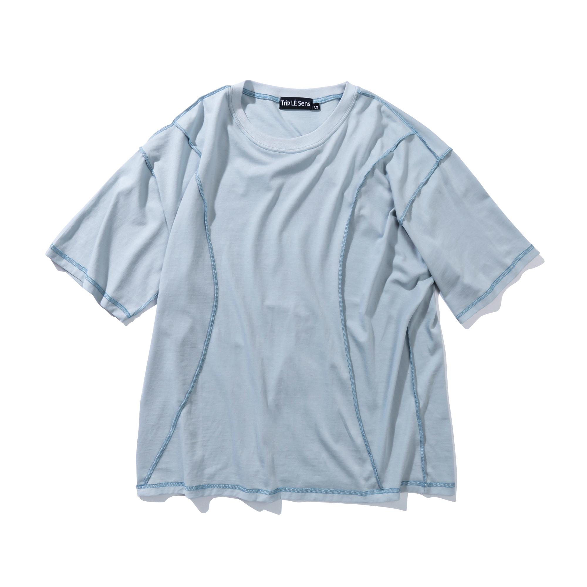 Triple Sense Wavy Stitch Silket T-Shirt_ Sky Blue L