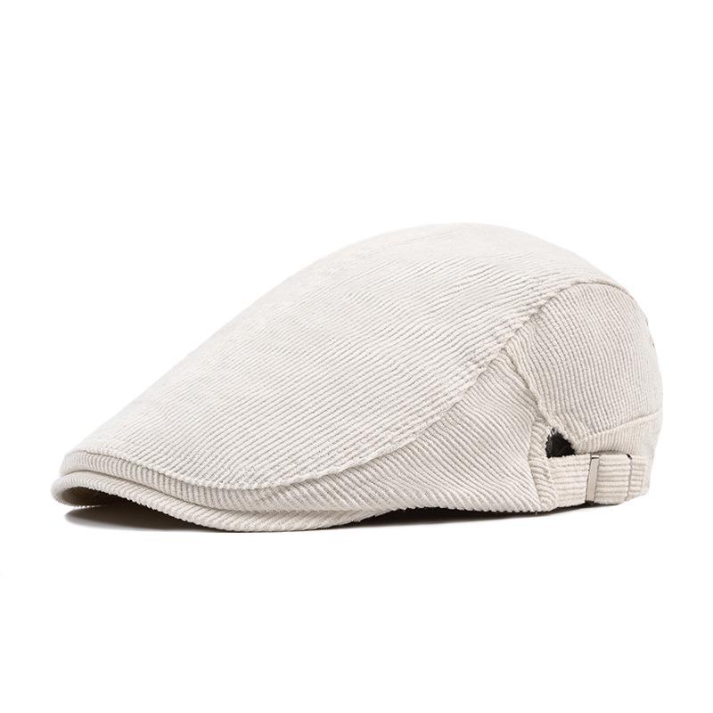 Men's Corduroy Cotton Newsboy Cap - Soft Brim Autumn Beret, Large Size, British Style Pageboy Hat