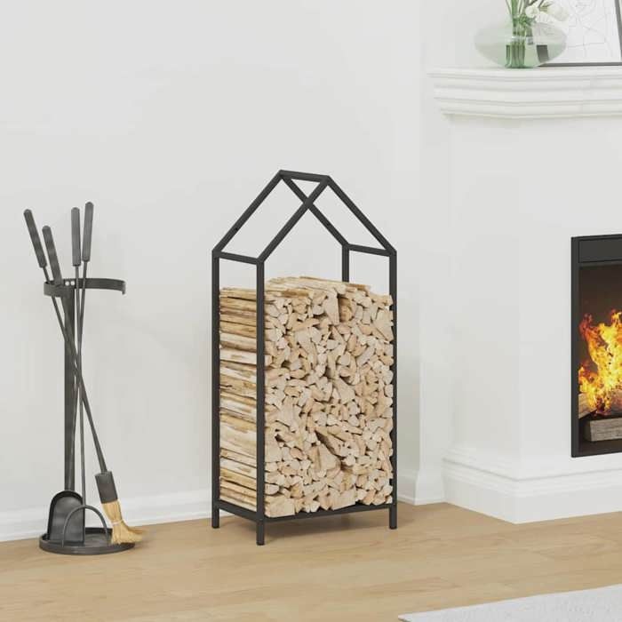 VidaXL Portant de bois chauffage noir 40x25x90 cm, support à bûches de cheminée, support à bûches, support à bûches, 864295