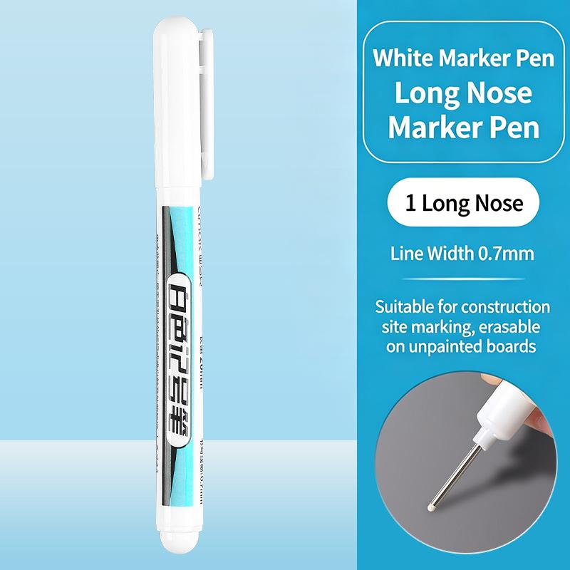 1PC Long Needle Marker Pen Waterproof Durable White Dash Pen for Woodworking Tile Screw Precise Marking Projects