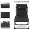 Sun Lounger, Foldable Garden Lounger with Headrest Pillow, Side Pocket, Deck Chair with 5-Way Adjustable Backrest