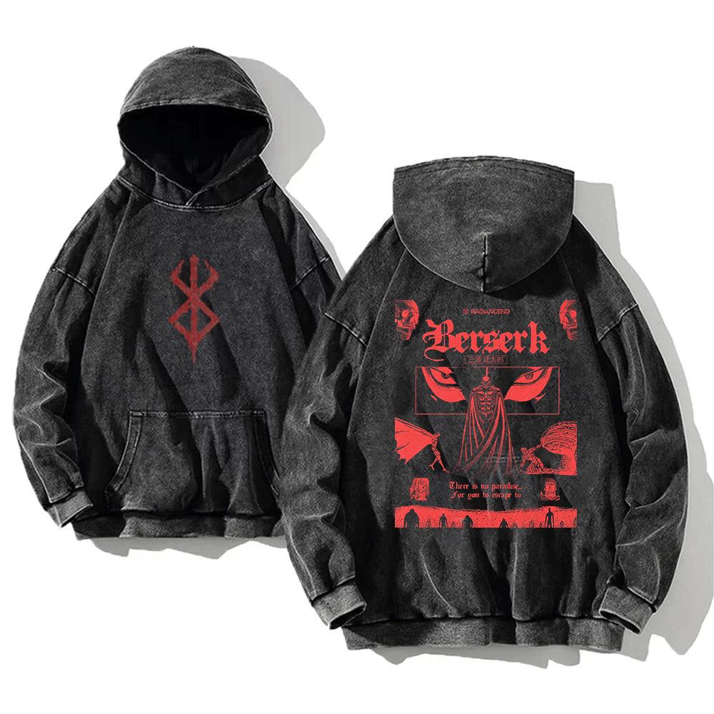Japonská manga Berserk grafická mikina s kapucí Griffith praná nadměrná streetwear s dlouhým rukávem bavlněné mikiny pánské dámské oblečení
