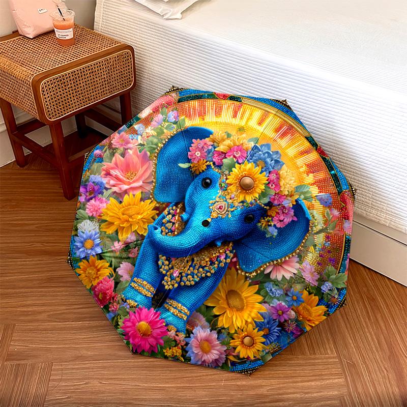 

1 PC Automatic Folding Umbrella - Elephant Pattern, Portable & Foldable Design with 8 Ribs, Christmas Birthday Gifts
