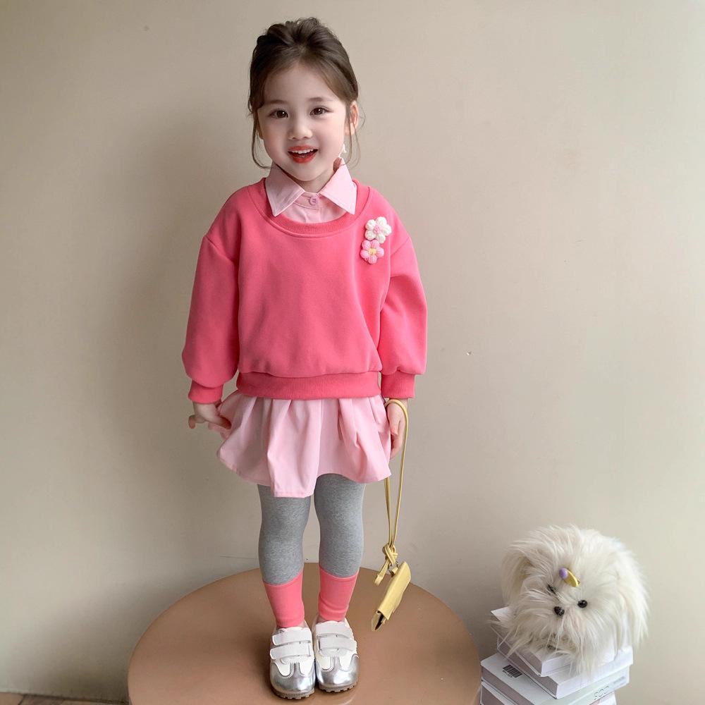 Trendy Jarní & Podzimní 2025 Dvoudílný Set: Stylová mikina a kalhoty pro malé holčičky