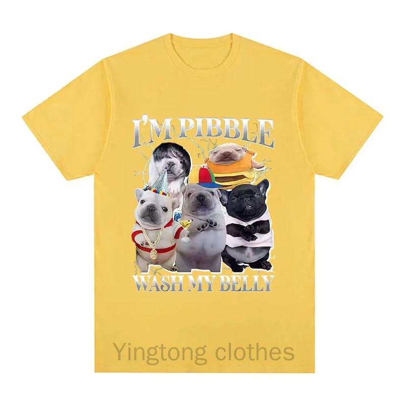 I'm Pibble Wash My Belly Funny Dog Meme T Shirt Women Vintage T-shirts Fashion Cute Humor Clothing T-shirt Women Clothing Y2K