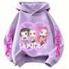 New cartoon hooded sweatshirt, suitable for both men and women, warm purple children's top, fashionable casual children's