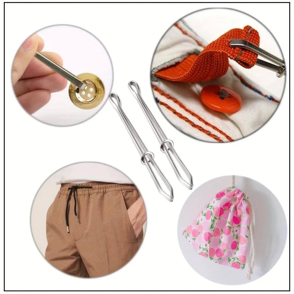 2-piece Ultimate Elastic Thread Tweezer Set - Self locking Design, Easy Belt Sewing Tool, Suitable for Handicraft Enthusiasts