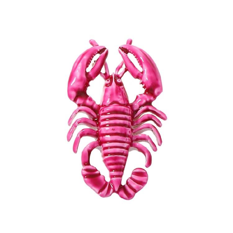 Urlaubsstil Hummer Brosche Rosa Glänzend Zinklegierung Anstecknadel, Meeres-Thema Statement Schmuck für Oberteile, Jacken, Strandausflüge und Tägliche Outfit-Schichten