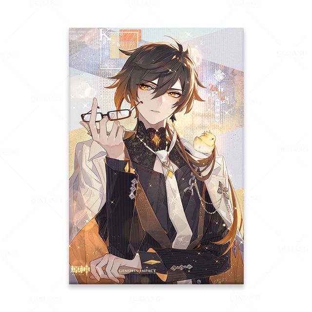 

Рамка из цельного дерева HD Genshin Impact Game Poster Чжун Ли Аниме Плакаты Холст Картина Настенные постеры Настенная картина Украшение домашнего декора 15*20cm(with frame)