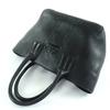 Great HIROFU Handbag Front Logo All Leather Tote Bag Black Leather Women Used