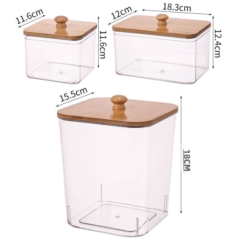 Transparente Waschpulver-Aufbewahrungsbox mit Bambusdeckel Multifunktionaler Wattestäbchenhalter Acryl-Waschküchen-Organizer Gläser