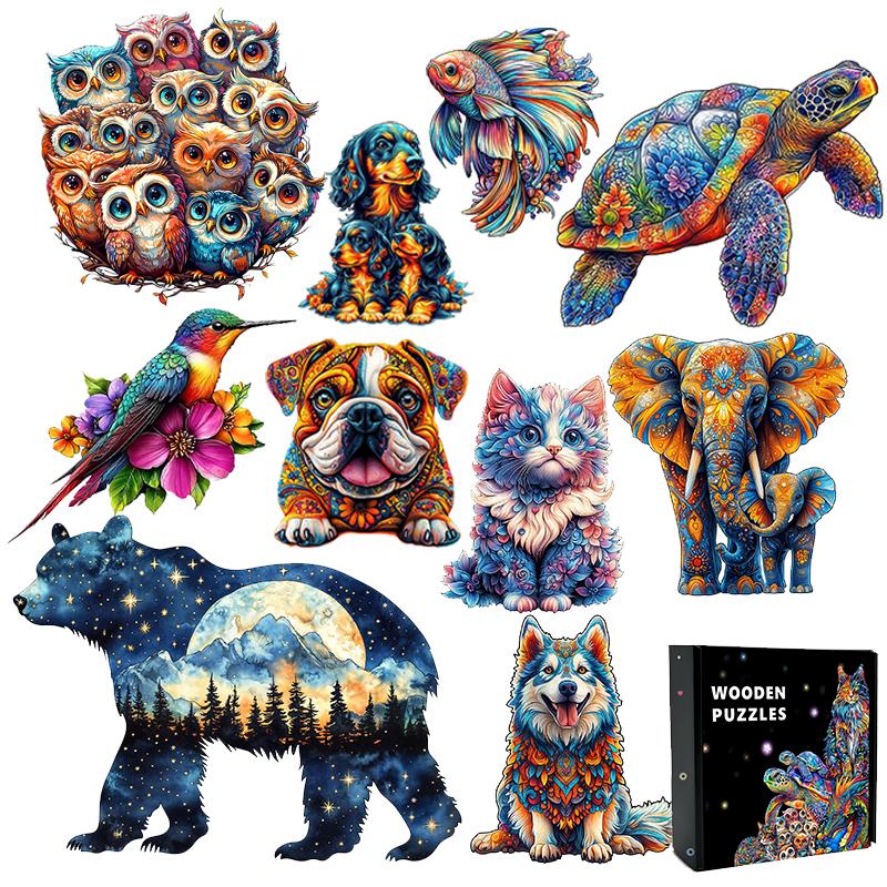 Jigsaw Puzzle Mysterious Animal Puzzles Dog Puzzles Present Designed for Adult Children Instructive Fabulous Present Interactive Games Wooden