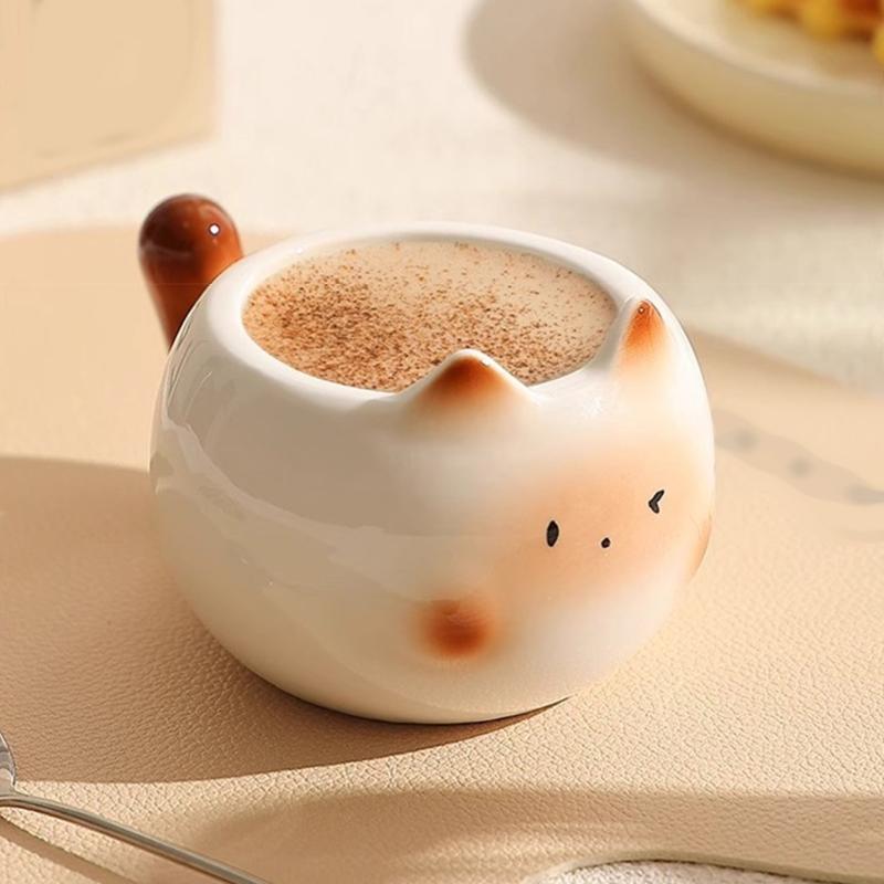 Durable Cats Shape Teas Cup Fashion Cats Shape Ceramic Mug Creative Drinkwares for Individual and Gift Use