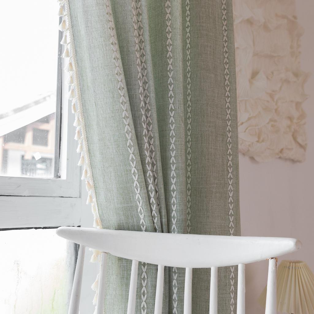Vorhangärmel Stangentasche Gestreift Dreidimensional Grau-Weiß Wohnzimmer Kinderzimmer Verdunkelung Erkerfenster Vorhang