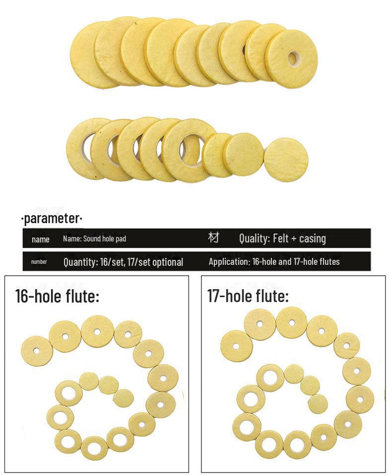 16 & 17 Hole C Flute Open Hole Pad | Musical Instrument Accessory Key Seal Mat