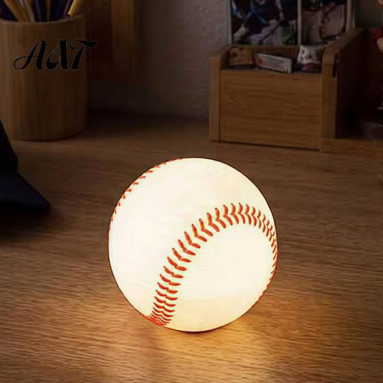 Decorative Night Lamps Realistic Baseball Light, Desk Decor Lamp, Portable Ambient Light Lighting Ornament for Bedroom Office, Creative Sports Themed
