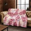 Cartoon Dollar Euro Money Rich Flannel Blanket Soft Warm Throw Blanket for Bedroom Living Room Bed Travel Camping Picnic Gift
