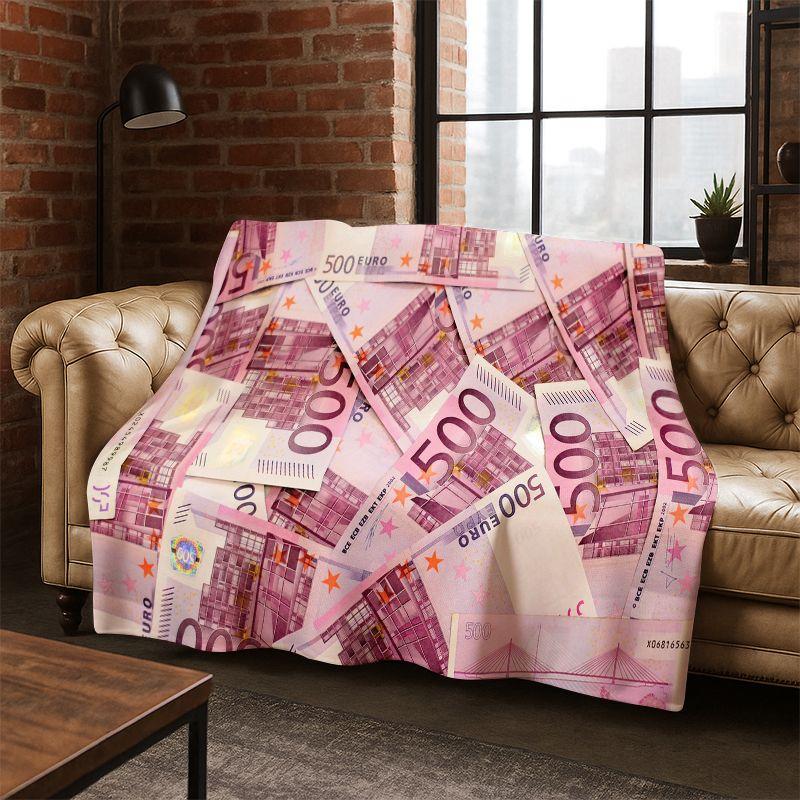 Cartoon Dollar Euro Money Rich Flannel Blanket Soft Warm Throw Blanket for Bedroom Living Room Bed Travel Camping Picnic Gift