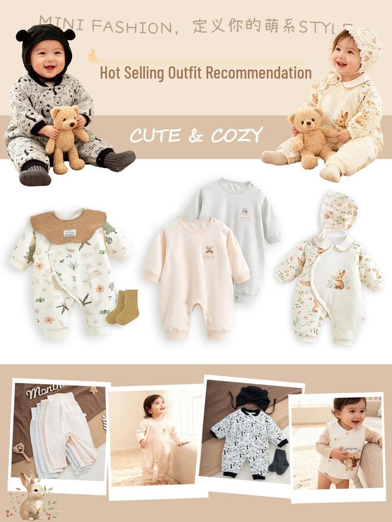 Infant Winter Padded Long Sleeve Romper - Cozy, Warm, and Thickened for Newborns
