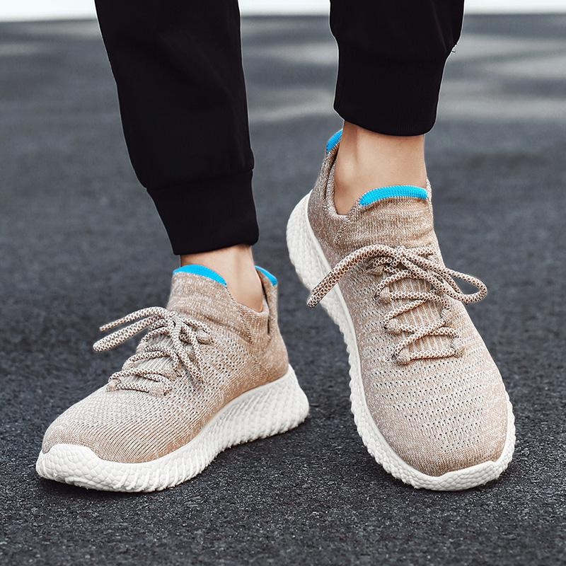 Men's Fashion Breathable Sports Flyknit Mesh Shoes Outdoor Hiking Shoes Tourism Walking Socks Shoes