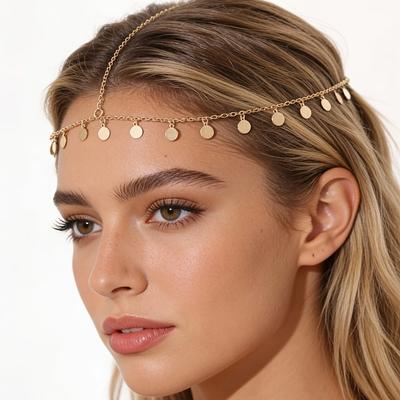 1 Stück Einfache Scheiben-Fransen-Stirnkette, Bohème-Urlaubsstil Vielseitige Kopfkette Haaraccessoires Tägliche Atmosphäre Damen-Kopfkette