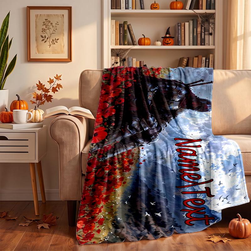 Medieval Knight Custom Flannel Blankets Soft Warm Cozy Throws for Home Decor Holiday Gifts