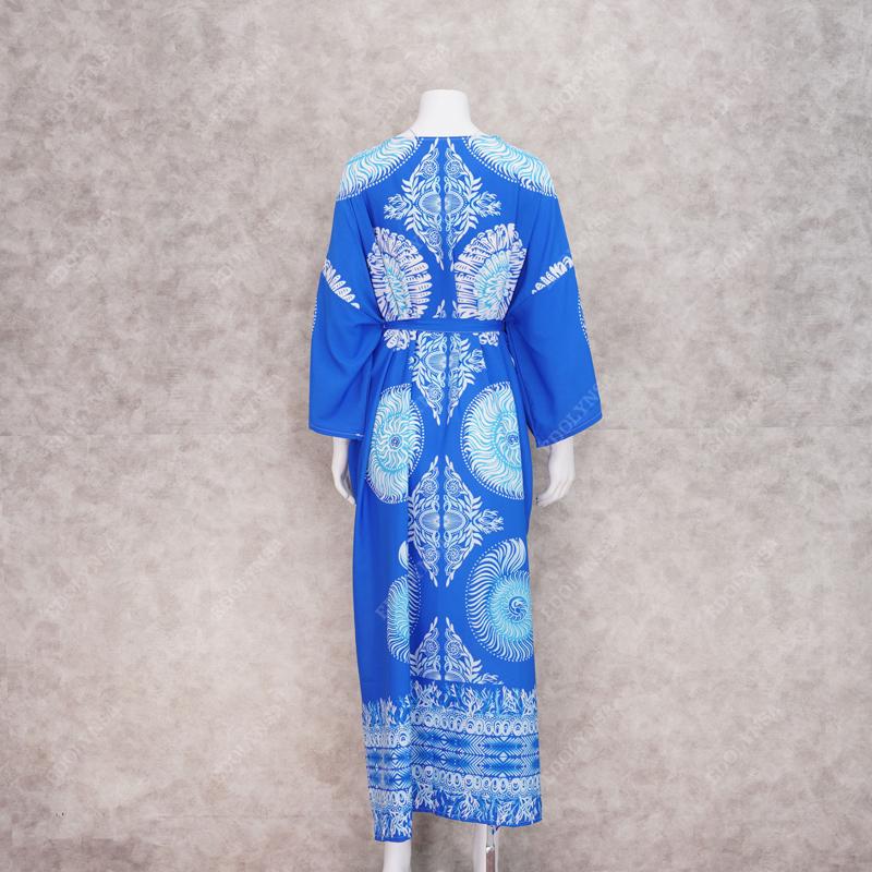 2020 Edolynsa Long Print Beach Cover up Pareos de Playa Mujer Beach Wear Plus size Bikini Cover up