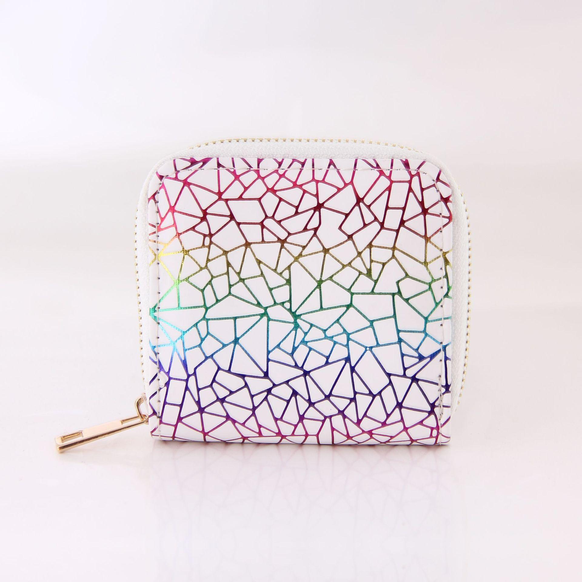 

Graphics Colorful Laser Zipper Short Small Wallet Wallet білий