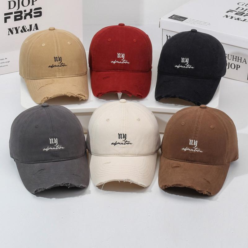 Hole Embroidered Letter Baseball Cap Women's Spring Autumn Sunscreen Hat