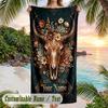 Royal Lion Crest Theme Quick Dry Beach Towel Custom Name Text Print Large Sand Resistant Towel Beach Vacation