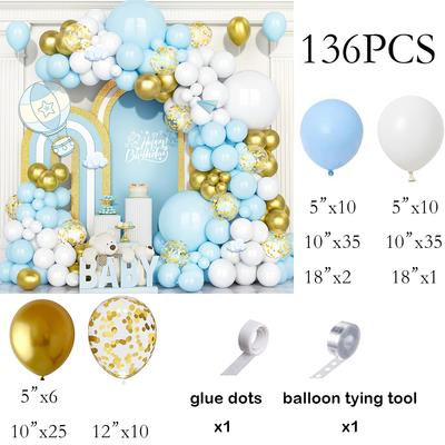 Blue Balloon Garland White Gold Confetti Balloons Arch Kit Baby Shower Wedding Anniversary Kids Birthday Party Decoration Globos