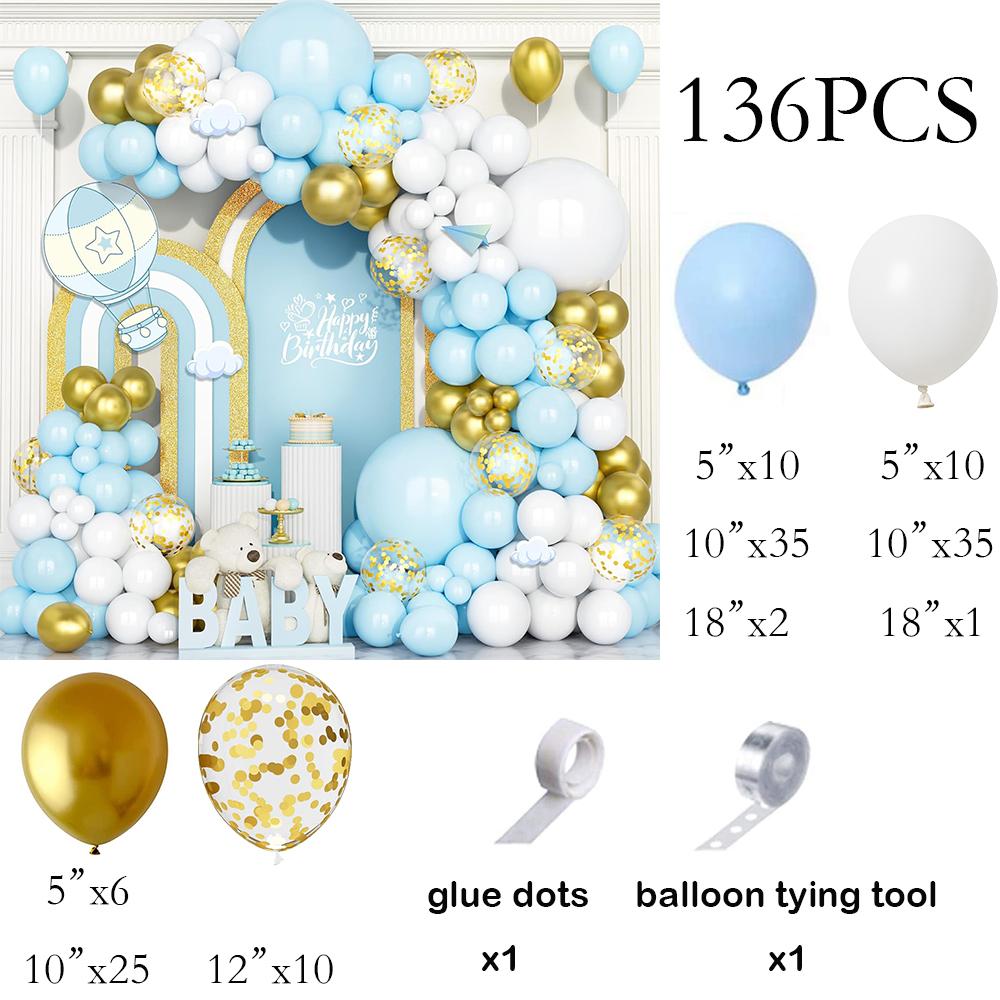 

Blue Balloon Garland White Gold Confetti Balloons Arch Kit Baby Shower Wedding Anniversary Kids Birthday Party Decoration Globos AS Picture