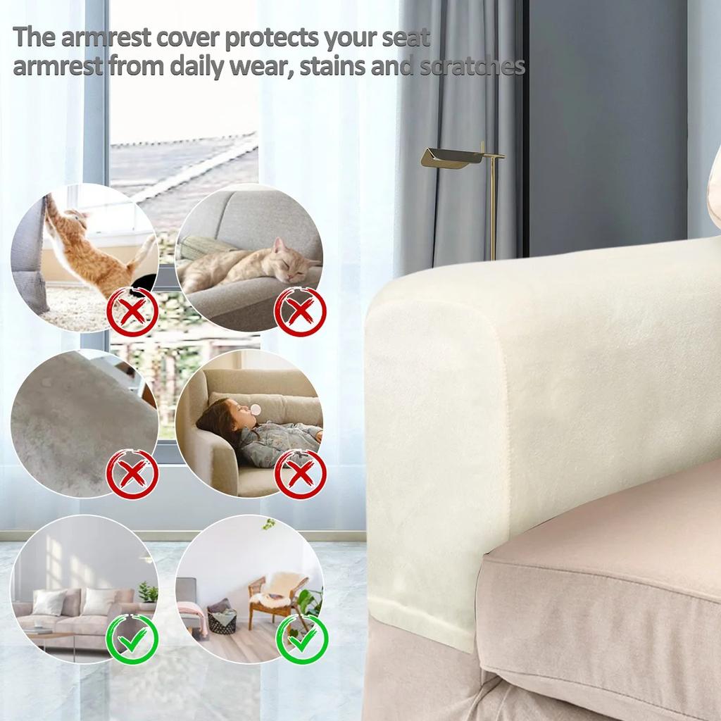 2pcs Armrest Covers Universal Covers Non-Slip Sofa Protector Soft Warm Couch Thickened Furniture for Chair Recliner