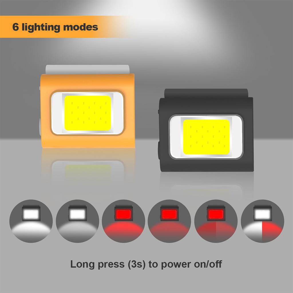 6 Working Mode Led Worklight Headband Emergency Flashlight Portable Rechargeable Work Light Camping Clip-On Lamp Clip On Running
