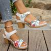 New Women's Peep Toe Hihg Heel Sandals Summer Gladiator Shoes Chunky Heel Platform Women's Sandals Flower Ladies Heeled Shoes