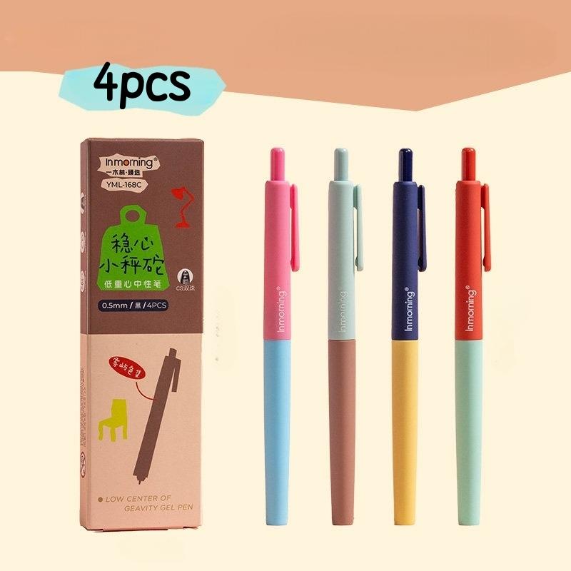 

4pcs Misty Island Series Retractable Gel Pens Cute Weighted Barrel 0.5mm Ballpoint CS Tip Quick-Dry Ink Stationery School