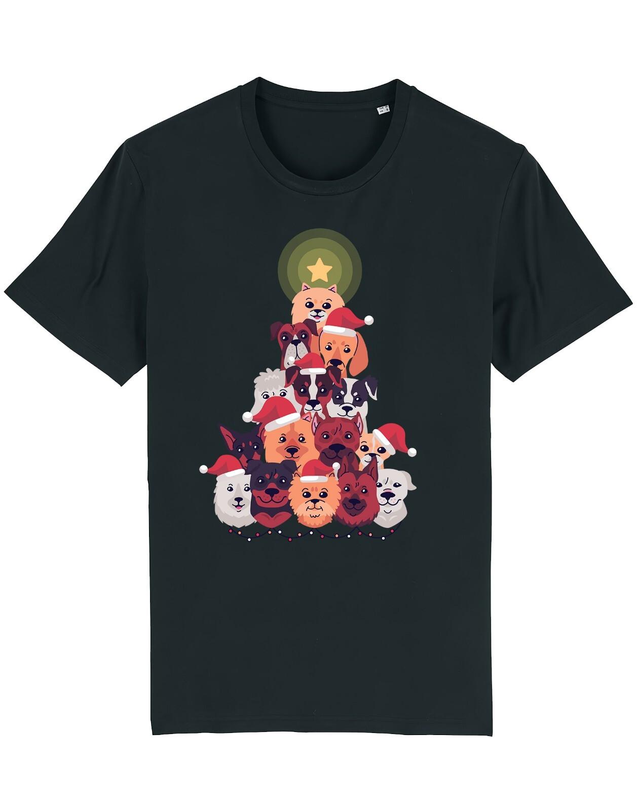 Christmas Tree Dogs T-Shirt Mens Womens Tees Top Funny Dog Gift Organic Cotton Childrens Present M