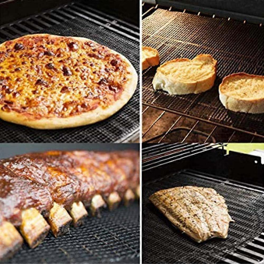 BBQ Grill Mesh Mat Set 3 PCS Non Stick Grilling Mesh Reusable Heat Resistant BBQ Teflon Grill Mats for Grilling Meat,Veggies, Cooking, Baking40x33cm