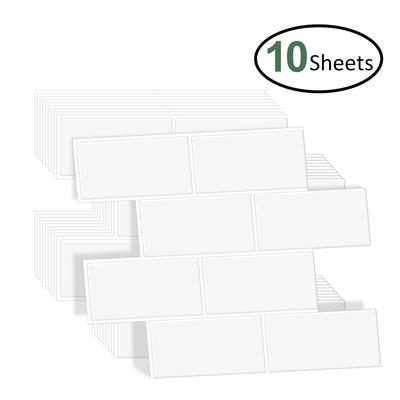 10 Sheets Big Tiles Peel and Stick Wall Stickers Brick Vinyl Wallpaper Waterproof Kitchen  Bathroom Backsplash Home Decor