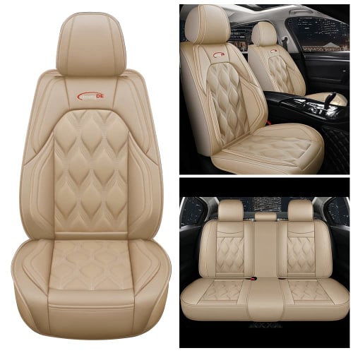 Full Cover Car Seat Cover Custom Fit for Nissan Murano, Waterproof Leather (Beige)