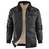 Men's Solid Color Zipper Pocket Work Jacket Men's Casual Trucker Fleece Jacket